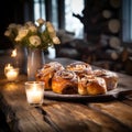 Varied Pastries Arrangement on Wooden Table