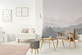 Scandi kid`s bedroom interior