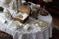 Items on table that belonged to the woman of the house, 1890 House Museum, Cortland, New York, 2018