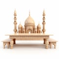 Dining Table 3d Render: Ottoman Palace Inspired, Beige, White Background