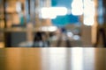 Wooden table with selective focus on abstract background