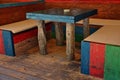 Wooden table set Royalty Free Stock Photo