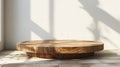 A wooden table with a shadow on the wall Royalty Free Stock Photo