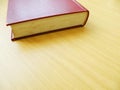 Wooden table top and book Royalty Free Stock Photo