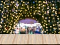 Wooden table top and entrance-exit arch, background black Royalty Free Stock Photo