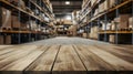 Warehouse Logistics Background with Empty Wooden. Royalty Free Stock Photo