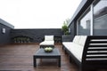 White garden furniture on terrace Royalty Free Stock Photo