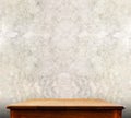 Wooden tabletop at concrete wall,Template mock up for display of product Royalty Free Stock Photo