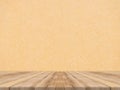 Wooden tabletop at tropical paper texture wall,Template mock up Royalty Free Stock Photo