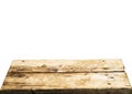 Wooden tabletop on white background. Empty rustic wood table Royalty Free Stock Photo