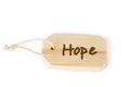 Wooden tag on a white background. Hope concept Royalty Free Stock Photo