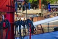 Wooden takelage on an old sailing ship Royalty Free Stock Photo