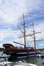Wooden tall ship standing in port