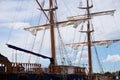 Wooden tall ship standing in port