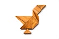 Wooden tangram puzzle in duck shape