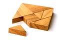 Wooden tangram puzzle in square shape wait for fulfill