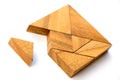 Wooden tangram puzzle in square shape wait for fulfill