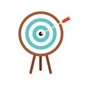 Wooden target for archery and arrow with feather