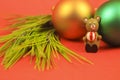 Wooden teddy bear with Christmas decoration