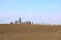 Wooden Telecommunication tower with transmitters. Cellular base station with transmitter antennas on a telecommunication tower on Royalty Free Stock Photo