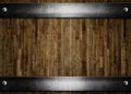 Old metal frame with rivets over wood background 3d illustration Royalty Free Stock Photo