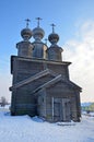 Wooden temple complex, Church of St. Nicholas, 1636 year built. Vorzogory village, Arkhangelsk region, Russia Royalty Free Stock Photo