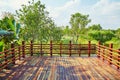wooden deck wood outdoor patio garden landscaping terrace Royalty Free Stock Photo
