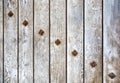 Wooden texture of ancient gate with rusted bolts, empty wood background Royalty Free Stock Photo