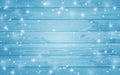 Blue snow-covered wooden background. Winter. Snowstorm. Snowfall Royalty Free Stock Photo