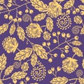 Wooden texture fall plants seamless pattern