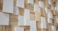 Wooden texture wall with white rectangular blocks background close up Royalty Free Stock Photo