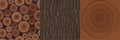 Wooden textures for game, tree bark woodpile cut