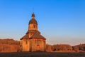 Wooden 18th century church of St. Nicholas in authentic Cossack farm in Stetsivka village in Cherkasy region, Ukraine