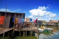 Wooden thatched homes in a waters village