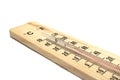Wooden thermometer on white background Royalty Free Stock Photo