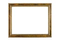 Wooden thin picture frame white background isolated detailed gold wide