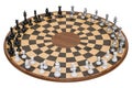 Wooden Three Player Chess. 3D rendering