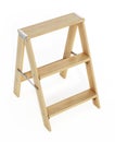 Wooden three step folding ladder. 3D illustration