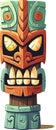 A wooden Tiki Totem, vector illustration