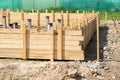 Wooden timbering casing for new house foundation