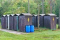 Wooden toilet or Portable toilets for male and female at National Park Thailand Royalty Free Stock Photo