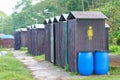 Wooden toilet or Portable toilets for male and female at National Park Thailand Royalty Free Stock Photo