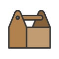 Wooden tool box, Filled outline icon, carpenter and handyman tool and equipment set Royalty Free Stock Photo