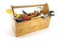 Wooden toolbox with tools