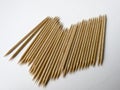 Wooden toothpicks close up isolated on white background Royalty Free Stock Photo