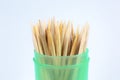 Wooden toothpicks macro photo. Close up background Royalty Free Stock Photo