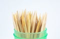 Wooden toothpicks macro photo. Close up background Royalty Free Stock Photo