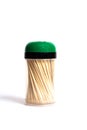 Wooden toothpicks in a plastic cup, isolate Royalty Free Stock Photo