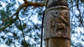 wooden totem pole - pagan slavic or viking warrior symbols Royalty Free Stock Photo