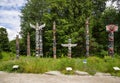 Wooden totem poles in Stanley Park. First Nations culture, travel, national art Vancouver, British Columbia, Canada Royalty Free Stock Photo